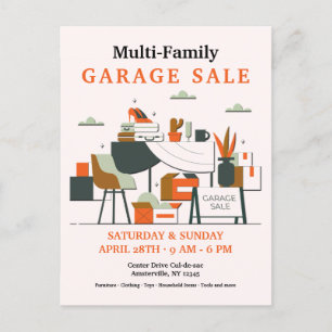 Faire-part Carte postale de vente de garage