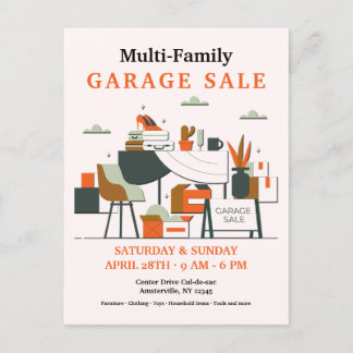 Faire-part Carte postale de vente de garage