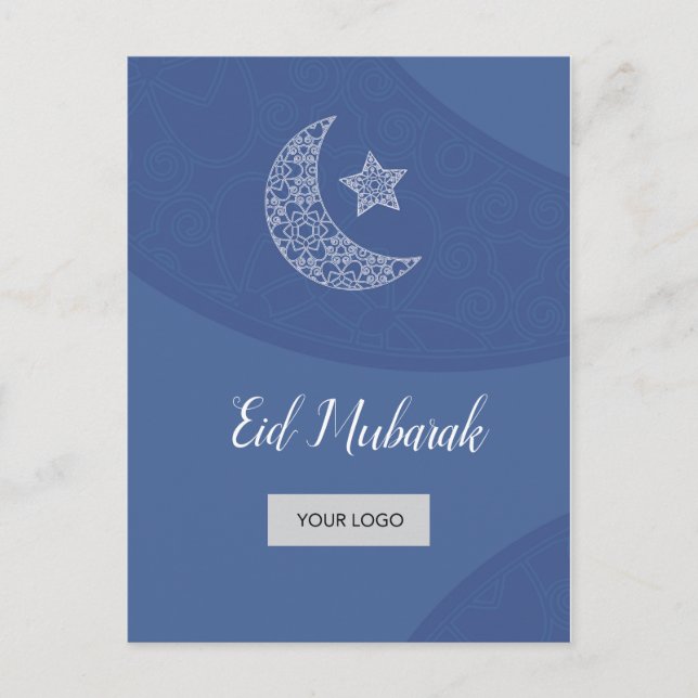Faire-part Carte postale d'entreprise d'Eid - bleu (Devant)