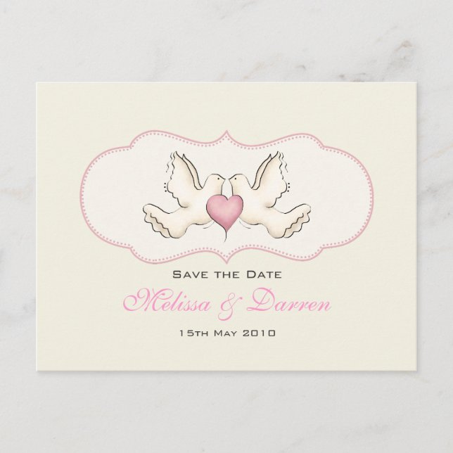 Faire-part Carte postale des colombes de l'amour (Devant)