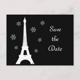 Faire-part Carte postale d'hiver à Paris pour annoncer une da