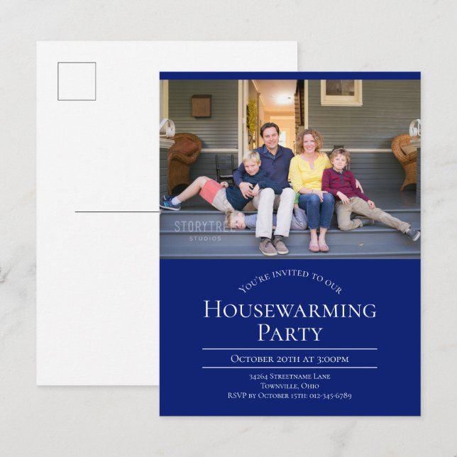 Faire-part Carte postale d'invitation à une pendaison de crém (Devant / Derrière)