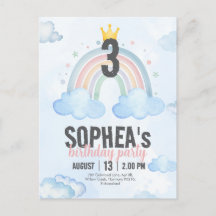 Carte postale d'invitation d'anniversaire arc-en-c