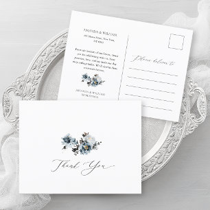 Faire-part Carte postale Dusty Blue Floral Mariage