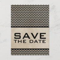 Carte postale Ebony Chic Chevron Save the Date