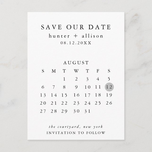Faire-part Carte postale Enregistrer la date (Devant)