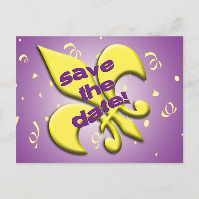 Faire-part Carte postale Fleur de Lys pour Sauvegarder la Dat (Devant)