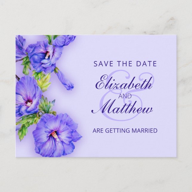 Faire-part Carte postale Fleur d'Hibiscus peinte pour Sauvega (Devant)