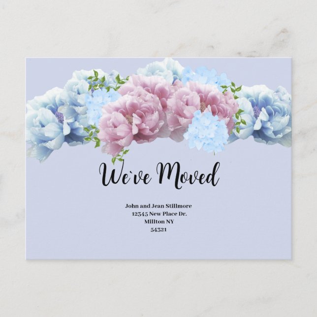 Faire-part Carte postale florale que nous avons déplacée (Devant)