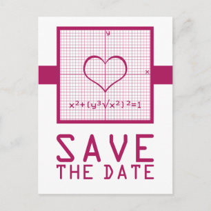 Faire-part Carte postale "Fuchsia Heart Math Graph" pour anno