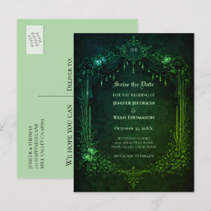 Faire-part carte postale gothique de mariage d'Halloween pour