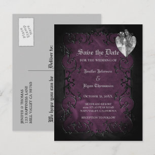 Faire-part Carte postale gothique de mariage Halloween pour a