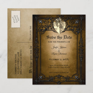 Faire-part Carte postale gothique de mariage Halloween pour a