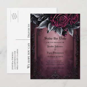 Faire-part carte postale gothique de mariage halloween pour a