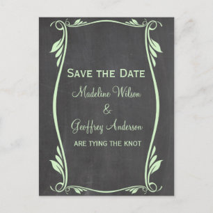 Faire-part Carte postale Green Flourish Chalkboard Enregistre