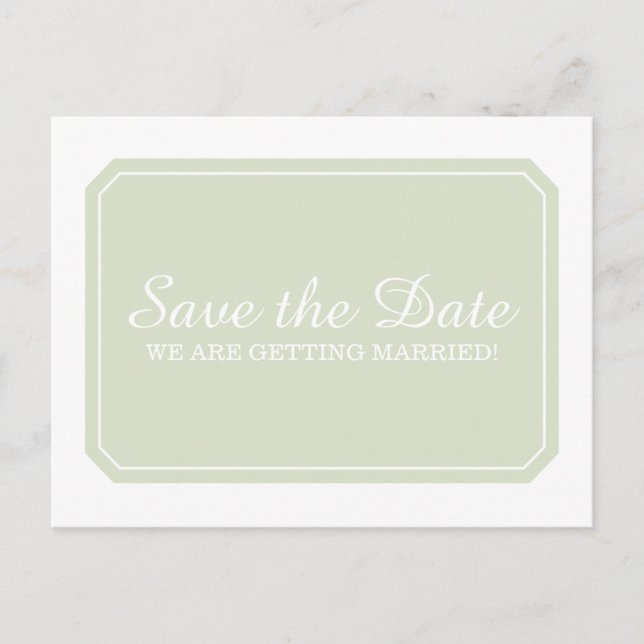 Faire-part Carte postale "Green Simply Elegant Save the Date" (Devant)