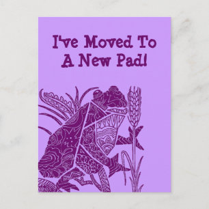Faire-part Carte postale Grenouille Nénuphar Je Suis Déménagé