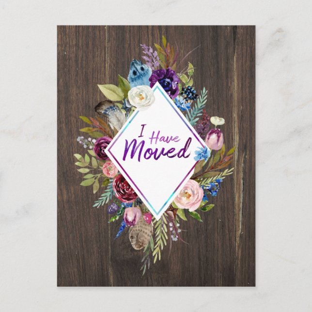 Faire-part Carte postale "J'ai déménagé" Esprit Libre (Devant)