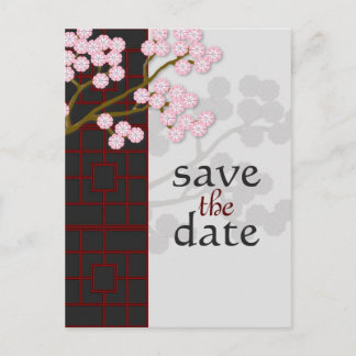 Faire-part Carte postale Japonaise Paravent et Fleurs à Sauve