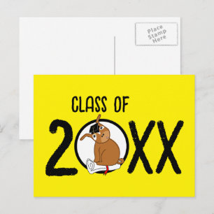 Faire-part Carte postale jaune vierge Chien de fin d'études