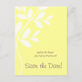 Faire-part Carte postale jaune violet pour sauvegarder la dat
