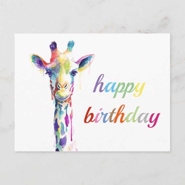 Faire-part Carte postale - Joyeux Anniversaire - Girafe (Devant)