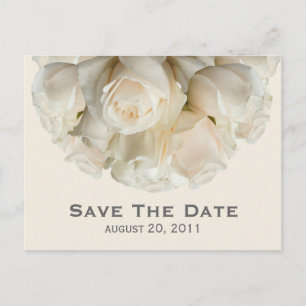 Faire-part Carte postale 'Les roses blanches sauvent la date'