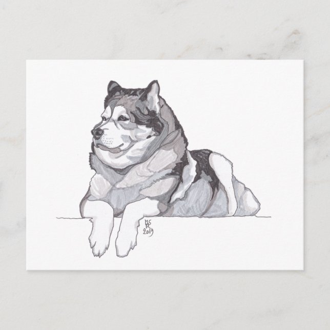 Faire-part Carte postale Malamute en Alaska 2019 (Devant)