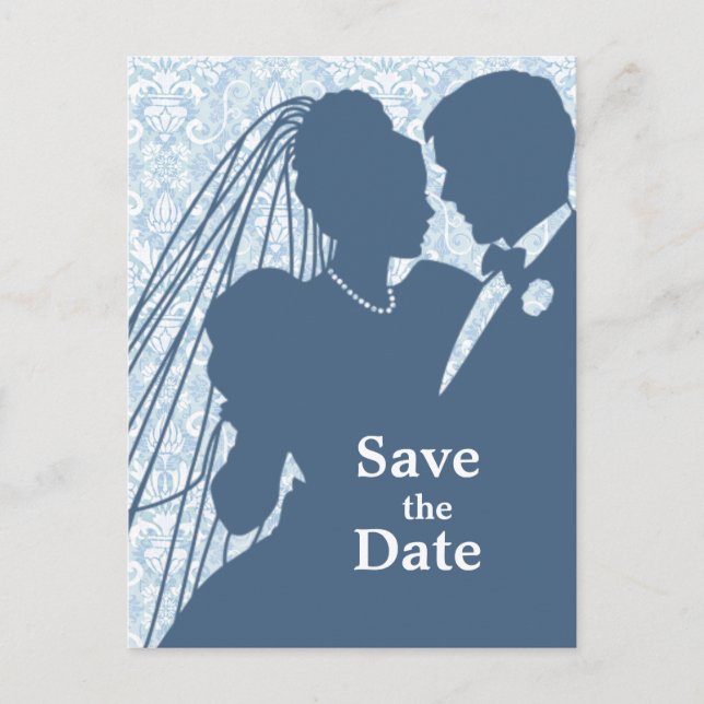 Faire-part Carte postale mariage damassé STD (Devant)
