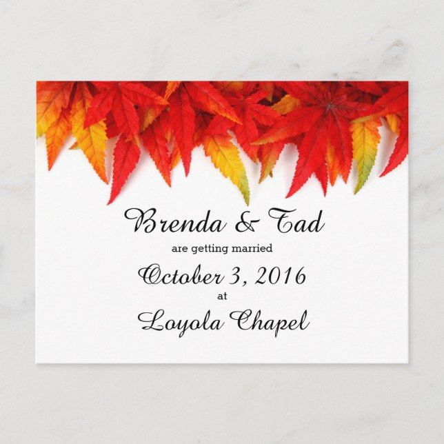 Faire-part Carte postale Mariage Feuille en panne (Devant)