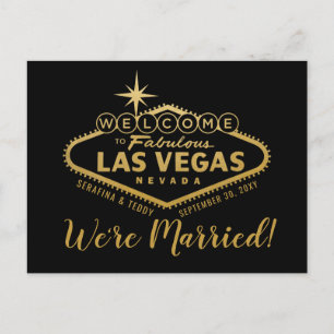 Faire-part Carte postale Mariage Las Vegas - Or