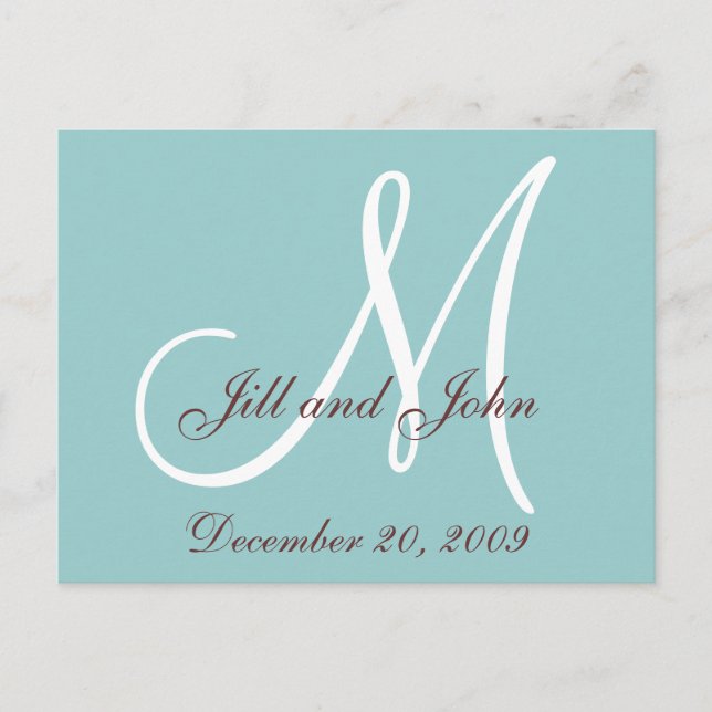 Faire-part Carte postale mariage Robin Oeuf Bleu Brown (Devant)