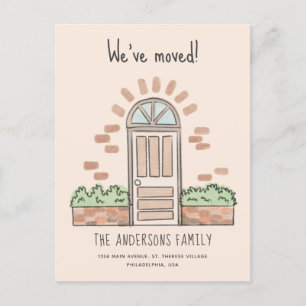 Faire-part Carte postale marron aquarelle Nous avons déménagé