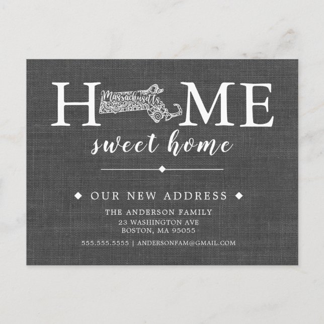 Faire-part Carte postale MASSACHUSETTS State Moving Faire-par (Devant)