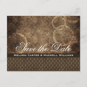 Faire-part Carte postale Métal Gear Save the Date, Marron