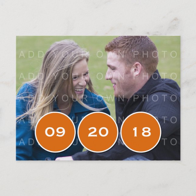 Faire-part Carte postale moderne à save the date avec des cer (Devant)