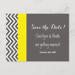 Faire-part Carte postale moderne Chevron gris et jaune Enregi