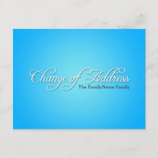 Faire-part Carte postale moderne de changement d'adresse bleu