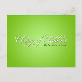 Faire-part Carte postale moderne de changement d'adresse vert