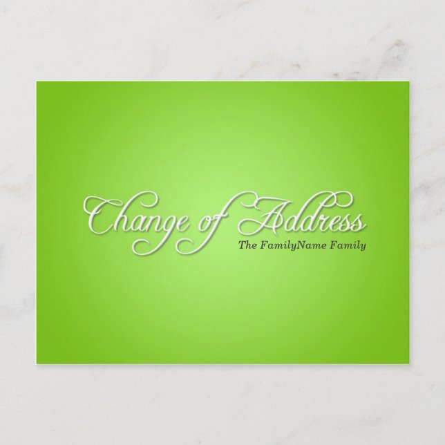 Faire-part Carte postale moderne de changement d'adresse vert (Devant)