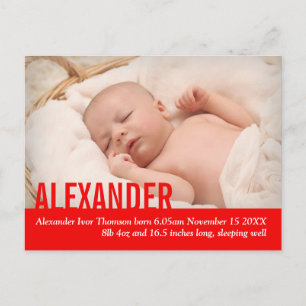 Faire-part Carte postale moderne de photo d'annonce de bébé g