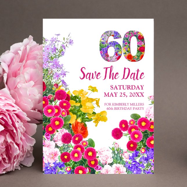 Faire-part Carte postale moderne de Save The Date pour les 60 (Créateur téléchargé)