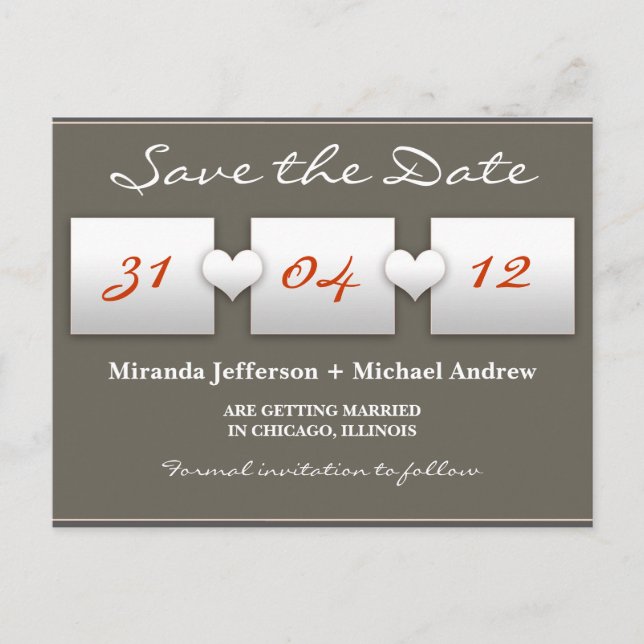 Faire-part carte postale moderne pour annoncer la date de mar (Devant)