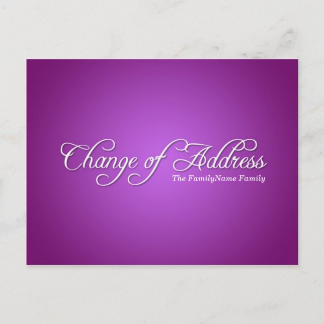 Faire-part Carte postale moderne violette de changement d'adr (Devant)