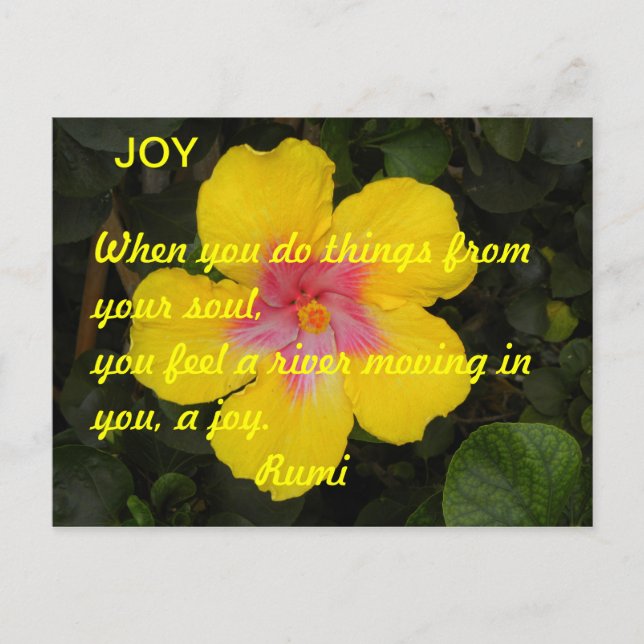 Faire-part Carte postale motivationnelle JOY Fleur tropicale  (Devant)
