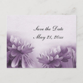 Faire-part Carte postale Mums violettes - Sauvegarder la date