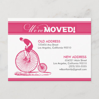 Faire-part CARTE POSTALE : Nous avons déménagé ! Bicyclette a