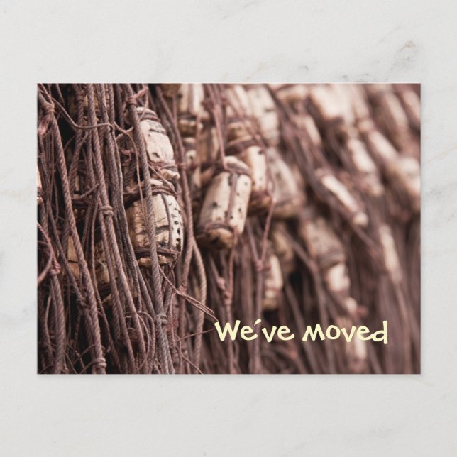 Faire-part Carte postale Nous avons déménagé filet de pêche (Devant)