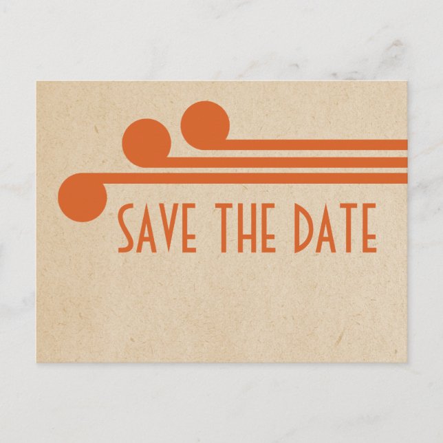 Faire-part Carte postale Orange Deco Chic Save the Date (Devant)
