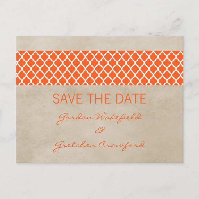 Faire-part Carte postale Orange Rustique Quatrefeuilles pour  (Devant)